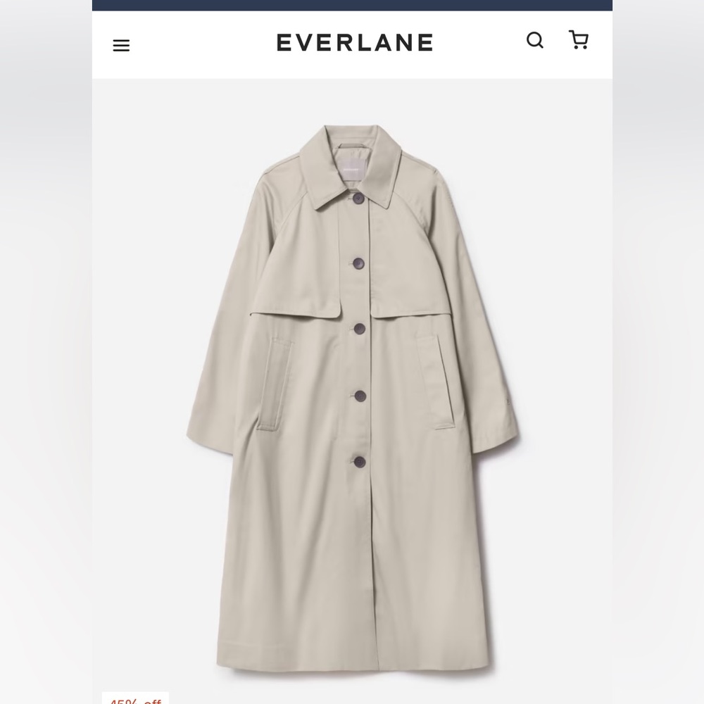 Everlane size medium the long mac coat in stone
